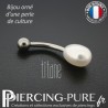 Piercing Nombril Titane interne et Perle de culture nâcrée