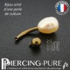 Piercing Nombril Titane interne bronze et Perle de culture rosée