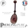 Nombril Titane violet interne Poire Amethyste Silver Patina