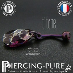 Nombril Titane violet interne Poire Amethyste Silver Patina