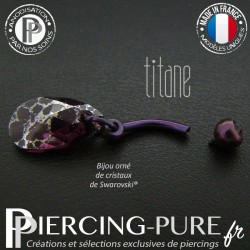 Nombril Titane violet interne Poire Amethyste Silver Patina