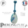 Nombril Titane bleu interne Poire Aquamarine White Patina