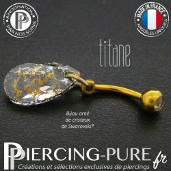 Nombril Titane doré interne Poire Crystal Gold Patina