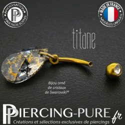 Nombril Titane doré interne Poire Crystal Gold Patina