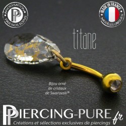 Nombril Titane doré interne Poire Crystal Gold Patina