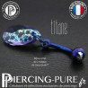 Nombril Titane dark blue interne Poire Tanzanite white patina