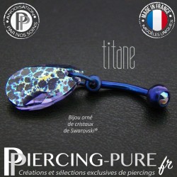 Nombril Titane dark blue interne Poire Tanzanite white patina