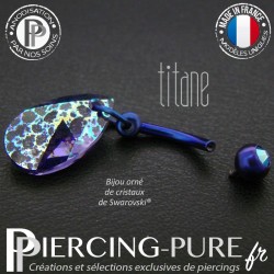 Nombril Titane dark blue interne Poire Tanzanite white patina