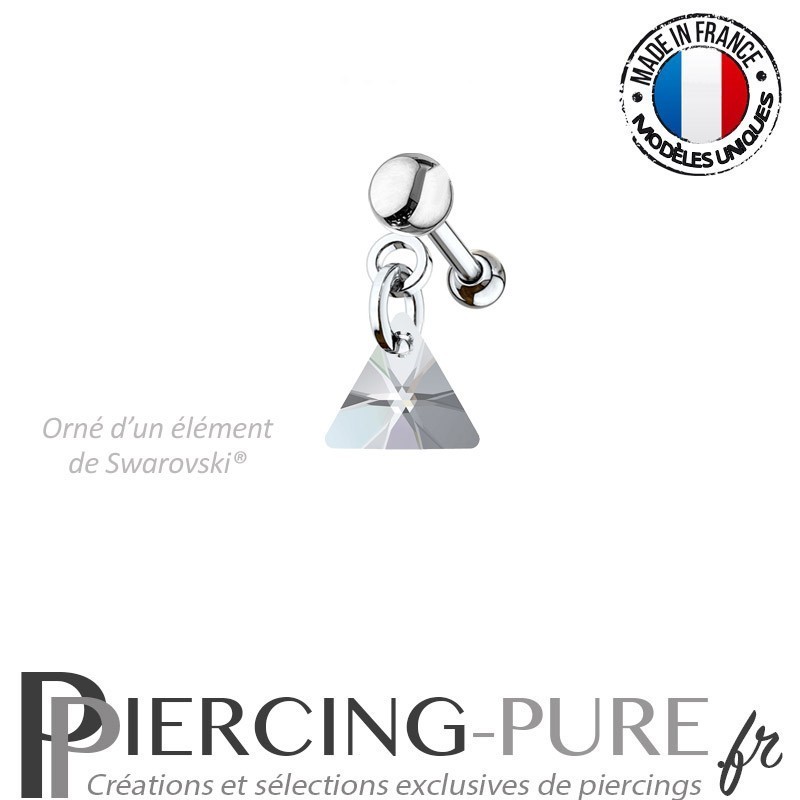Piercing Oreille Tragus Crystal triangle Aurore Boréale
