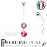Piercing Nombril Grossesse Rose Xilion Swarovski Elements Crystal Rose