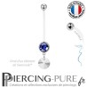 Piercing Nombril Grossesse Bleu nuit Xilion Swarovski Elements Crystal blanc
