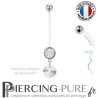 Piercing Nombril Grossesse Blanc Xilion Swarovski Elements Crystal Blanc