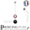 Piercing Nombril Grossesse Rose Xilion Swarovski Elements Crystal Jet