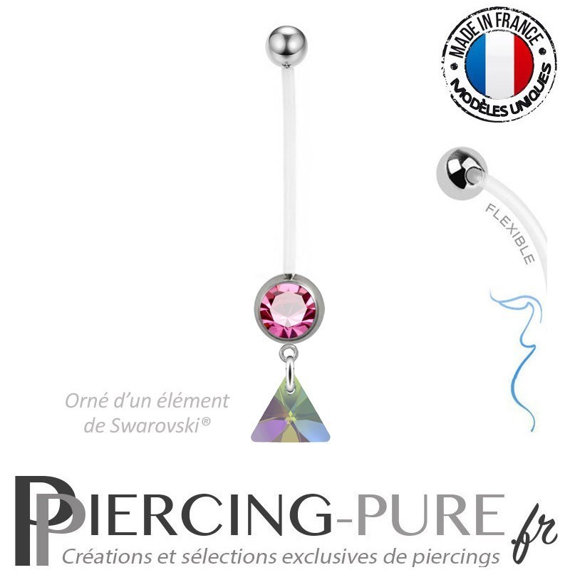 Piercing Nombril Grossesse rose mini triangle paradise shine