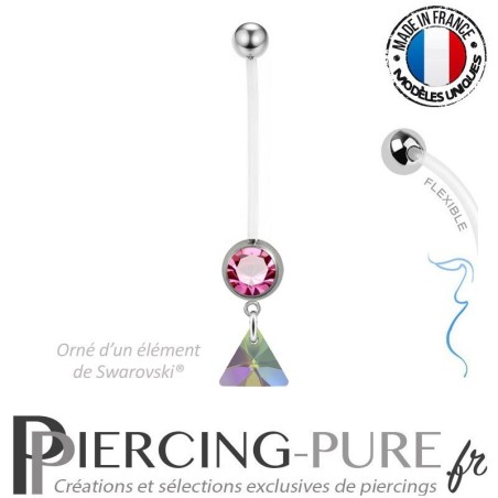 Piercing Nombril Grossesse rose mini triangle paradise shine