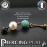 Piercing Titane interne Perle de culture, turquoise et goutte jet