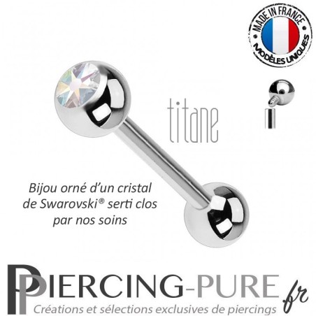 Piercing Langue Titane Crystal AB - interne