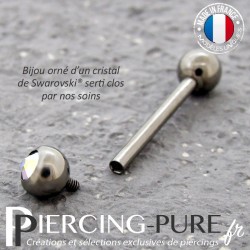 Piercing Langue Titane Crystal AB - interne