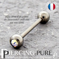 Piercing Langue Titane Crystal AB - interne
