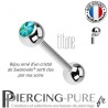 Piercing Langue Titane Blue Zircon Shimmer - interne