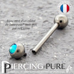 Piercing Langue Titane Blue Zircon Shimmer - interne