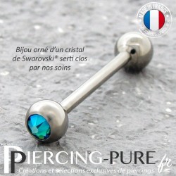 Piercing Langue Titane Blue Zircon Shimmer - interne