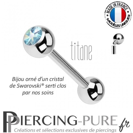 Piercing Langue Titane Aquamarine AB - interne