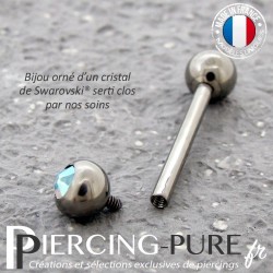 Piercing Langue Titane Aquamarine AB - interne