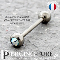 Piercing Langue Titane Aquamarine AB - interne