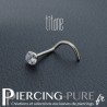 Piercing Nez Titane pierre blanche griffée 3mm