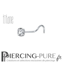 Piercing Nez Titane pierre blanche griffée 3mm