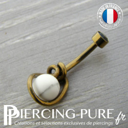 Piercing Nombril Titane interne Doré Bronze Howlite