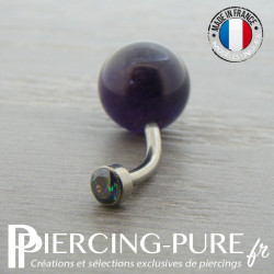 Piercing Titane interne Amethyste vitrail medium