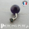 Piercing Titane interne Amethyste vitrail medium