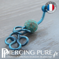 Piercing Titane interne Turquoises et fil titane