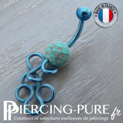 Piercing Titane interne Turquoises et fil titane
