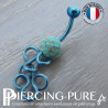 Piercing Titane interne Turquoises et fil titane