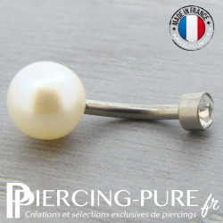 Piercing Nombril Titane interne Perle de culture ronde blanche