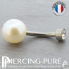 Piercing Nombril Titane interne Perle de culture ronde blanche