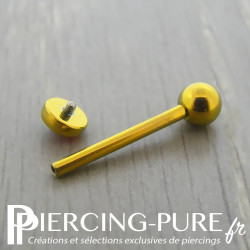 Piercing Langue Titane doré Cristal rouge 5mm