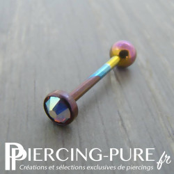 Piercing Langue Titane multicouleurs Cristal irisé 5mm