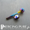 Piercing Langue Titane multicouleurs Cristal irisé 5mm