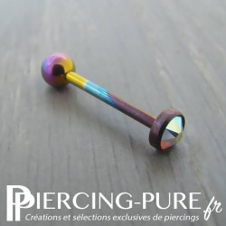 Piercing Langue Titane multicouleurs Cristal irisé 5mm