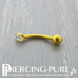 Micro banane Titane doré cristal blanc