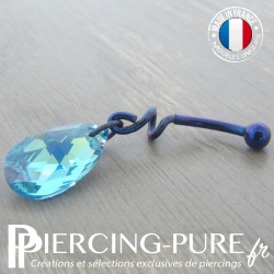Nombril Titane dark blue interne Poire Aquamarine Blue AB