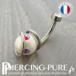 Nombril Titane interne Perle ornée de cristaux light siam shimmer