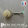 Nombril Titane interne Perle de jade naturelle et cristal irisé