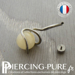 Nombril Titane interne Perle de jade naturelle et cristal irisé