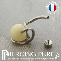 Nombril Titane Perle de jade et cristal irisé