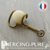 Nombril Titane Bronze Perle de jade et cristal irisé